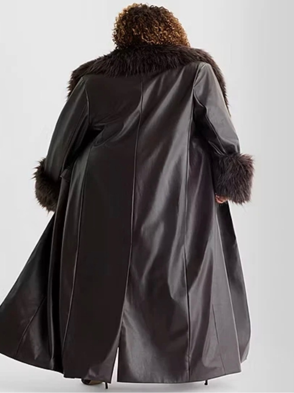 NEW Ashley Graham Dark Brown Fur Wrap Long Coat Women’s Plus Size 0X MSRP $300 - Picture 3 of 12